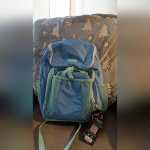 Light Blue Backpack with Mesh Pockets
